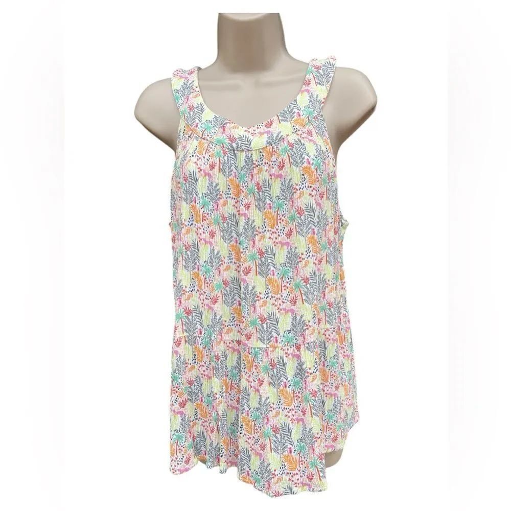 LOFT XL Floral pattern, mock turtleneck Super cute Size XL key hole bottom back